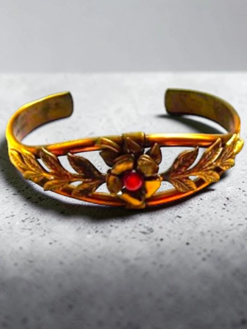 VINTAGE GENUINE COPPER BRACELET+RENOIR CLIP EARRINGS- SIGNED